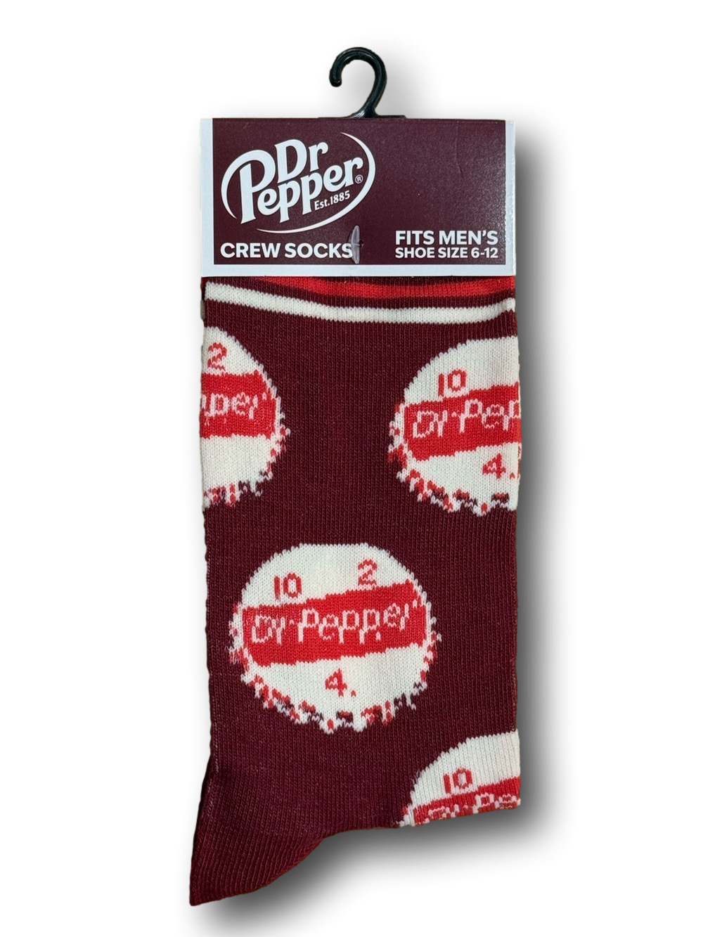 3/$20 Dr. Pepper Bottle Cap Retro Soda Funny Novelty Crew Socks - NWT